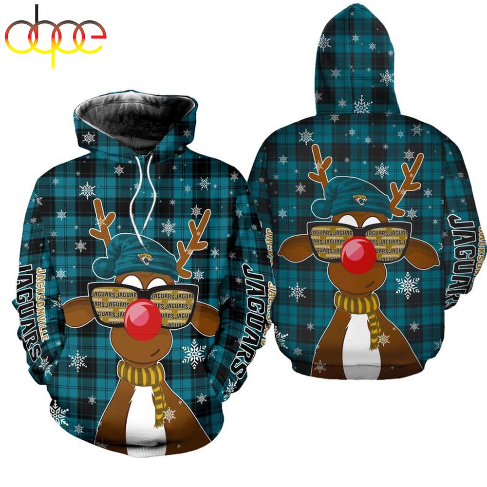 NFL Jacksonville Jaguars Christmas Reindeer Sunglasses All Over Print Hoodie Shirt