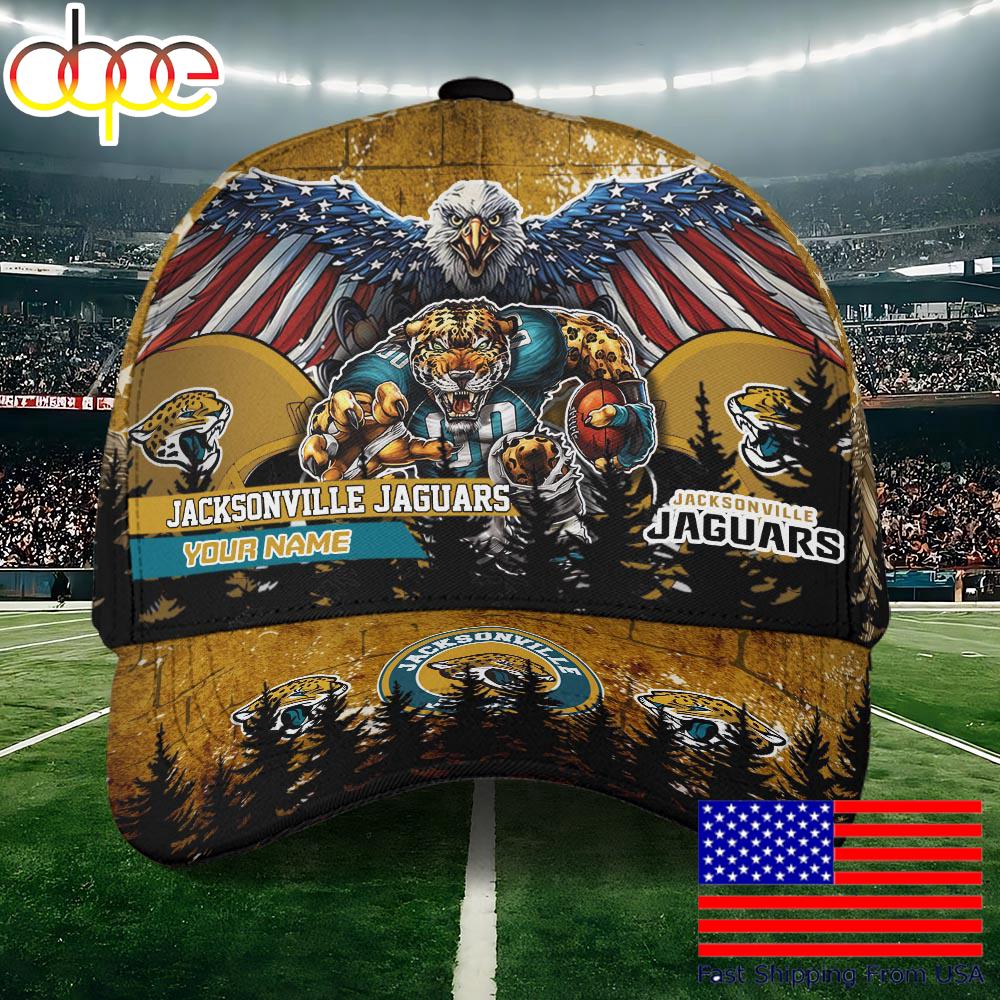 NFL Jacksonville Jaguars Mascot Logo Custom Name Baseball Cap  For Fans