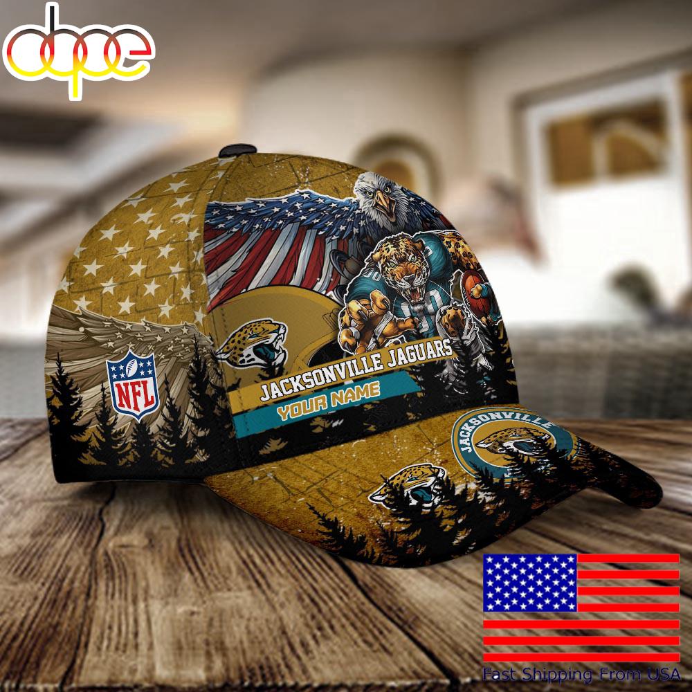 NFL Jacksonville Jaguars Mascot Logo Custom Name Baseball Cap  For Fans