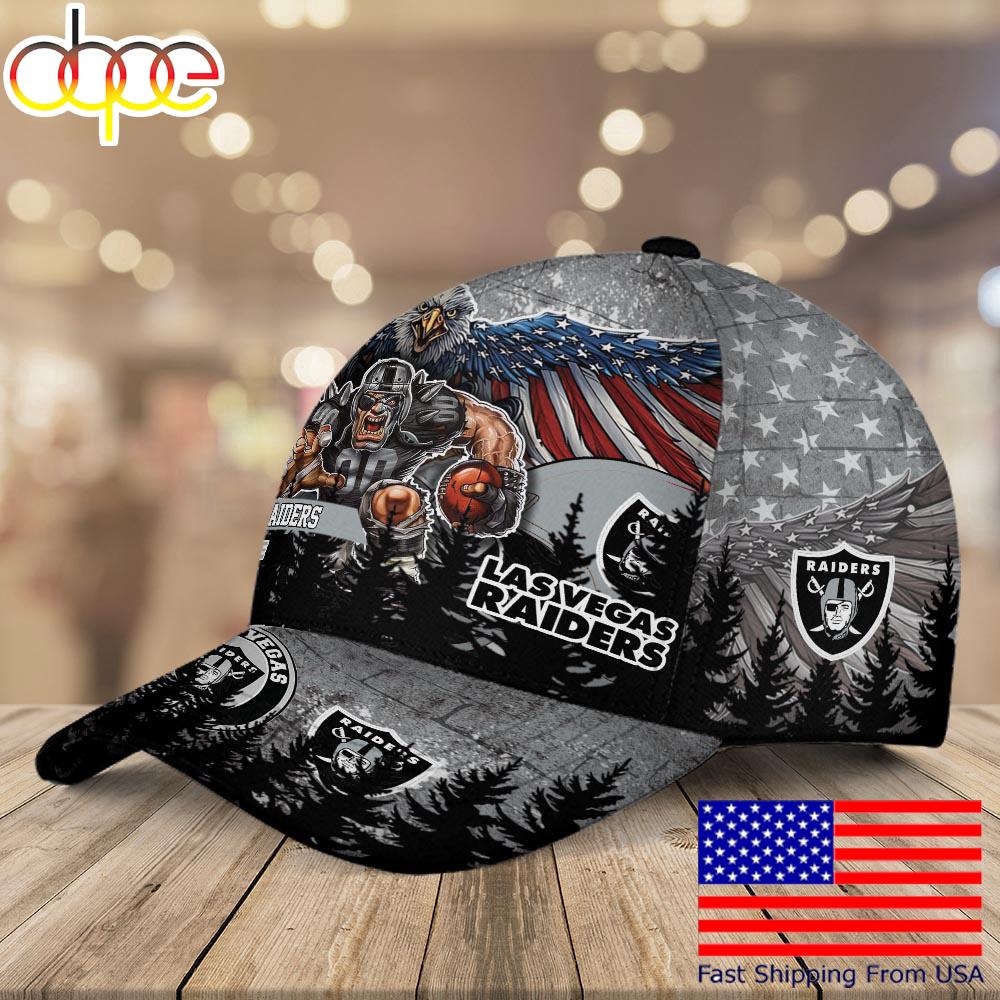 NFL Las Vegas Raiders Mascot Logo Custom Name Baseball Cap  For Fans