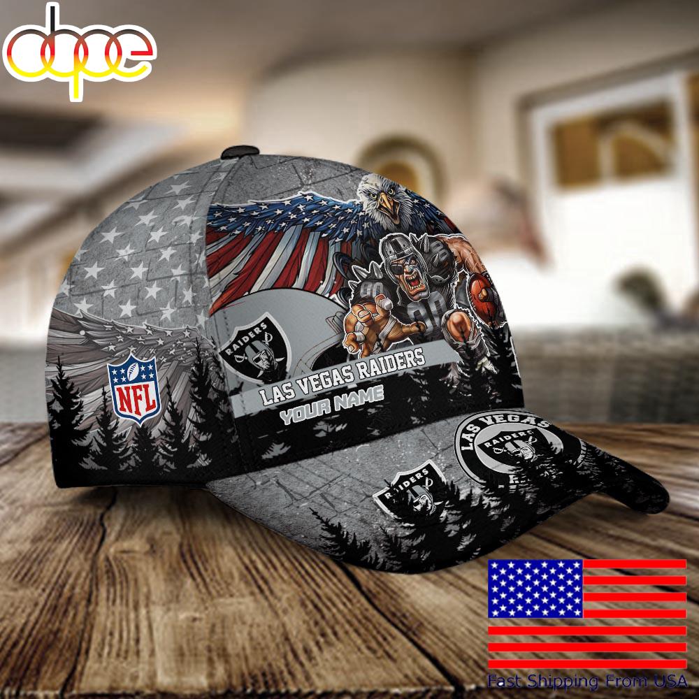 NFL Las Vegas Raiders Mascot Logo Custom Name Baseball Cap  For Fans