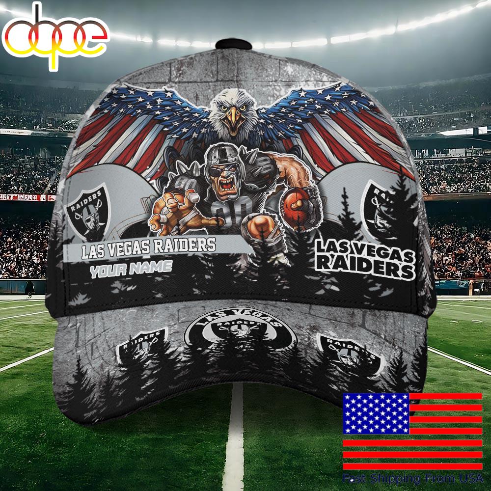 NFL Las Vegas Raiders Mascot Logo Custom Name Baseball Cap  For Fans