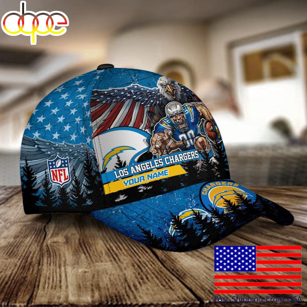 NFL Los Angeles Chargers Mascot Logo Custom Name Baseball Cap  For Fans
