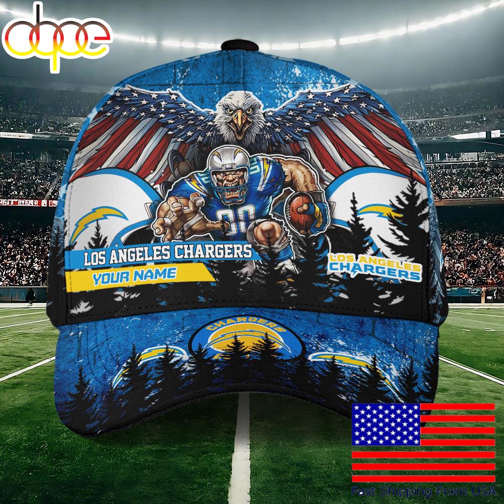 NFL Los Angeles Chargers Mascot Logo Custom Name Baseball Cap  For Fans