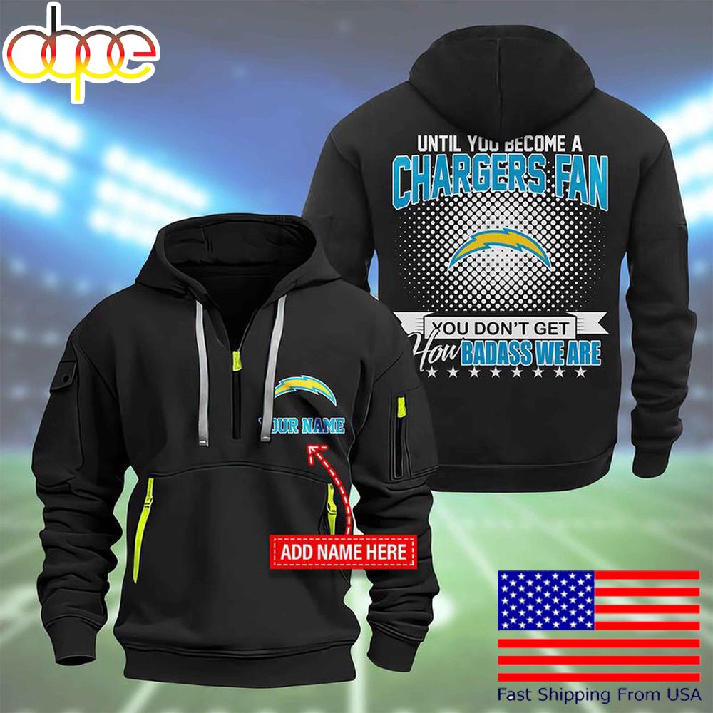 NFL Los Angeles Chargers Super Bowl LIX Custom Name Limited Edition Quarter Zip Hoodie