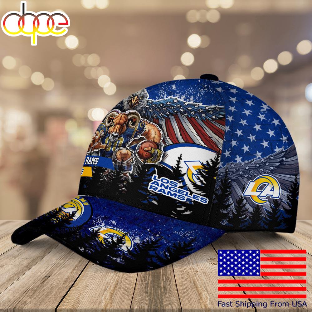 NFL Los Angeles Rams Mascot Logo Custom Name Baseball Cap  For Fans