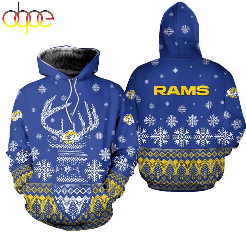 NFL Los Angeles Rams Reindeer Merry Christmas 3D Hoodie Shirt