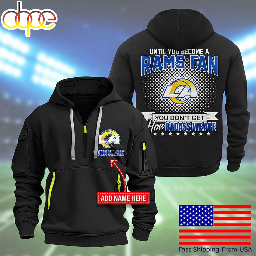 NFL Los Angeles Rams Super Bowl LIX Custom Name Limited Edition Quarter Zip Hoodie