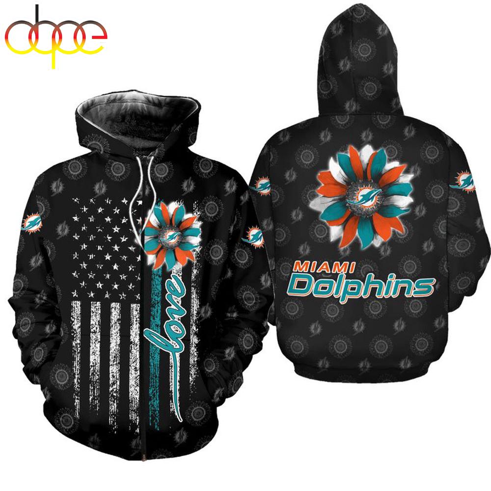 NFL Miami Dolphins Sunflower All Over Print Hoodie Shirt