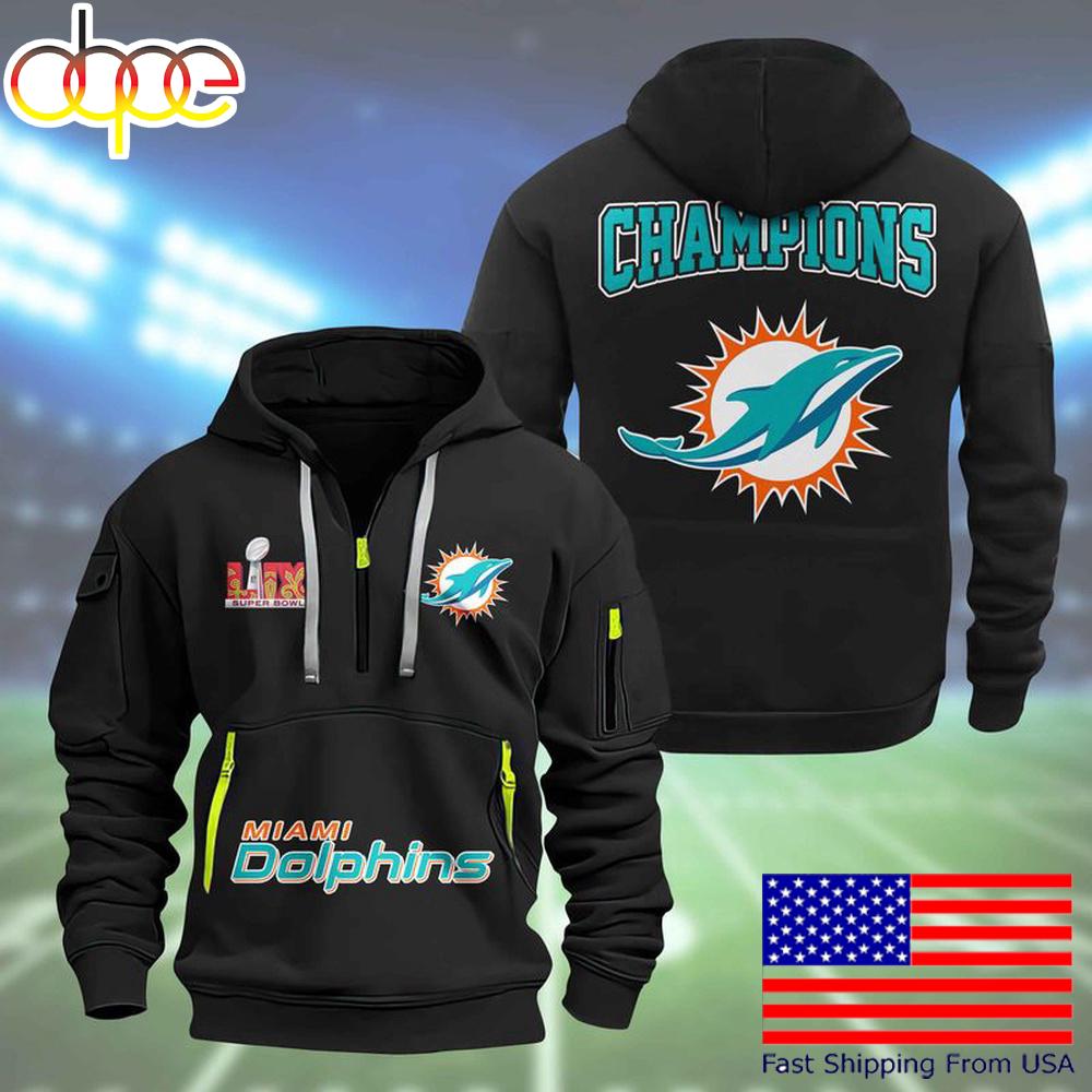 NFL Miami Dolphins Super Bowl LIX Design Limited Edition Quarter Zip Hoodie