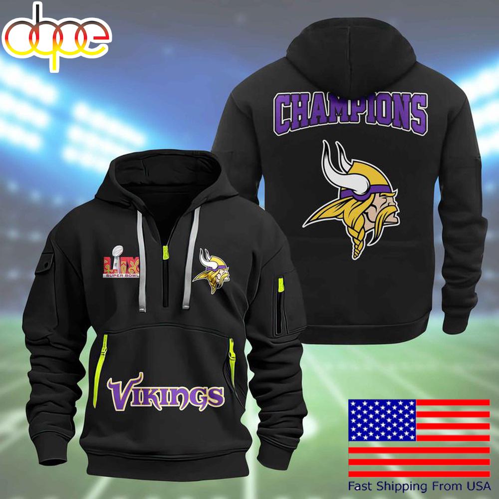NFL Minnesota Vikings Super Bowl LIX Design Limited Edition Quarter Zip Hoodie