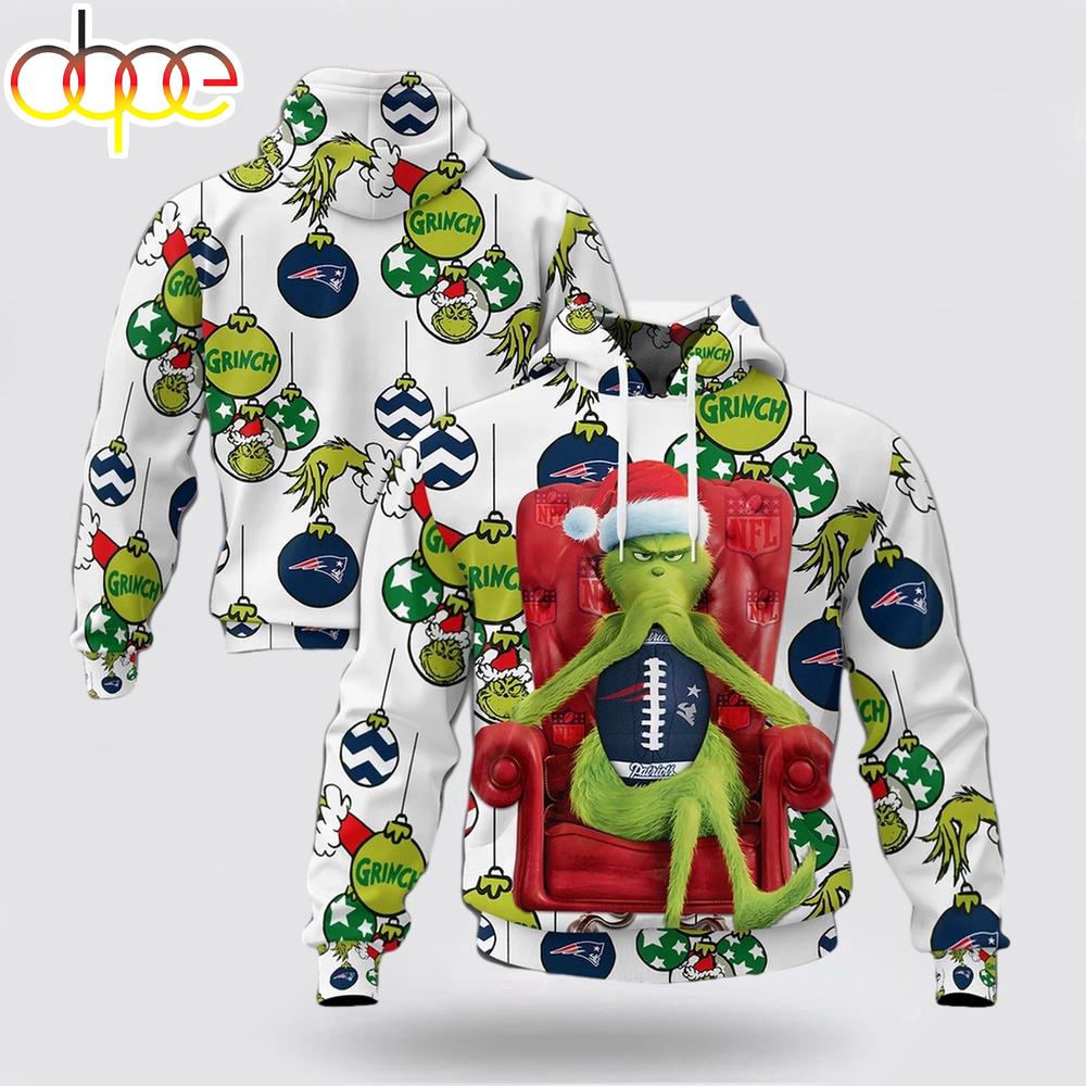 NFL New England Patriots Grinch Christmas All Over Print Hoodie Shirt