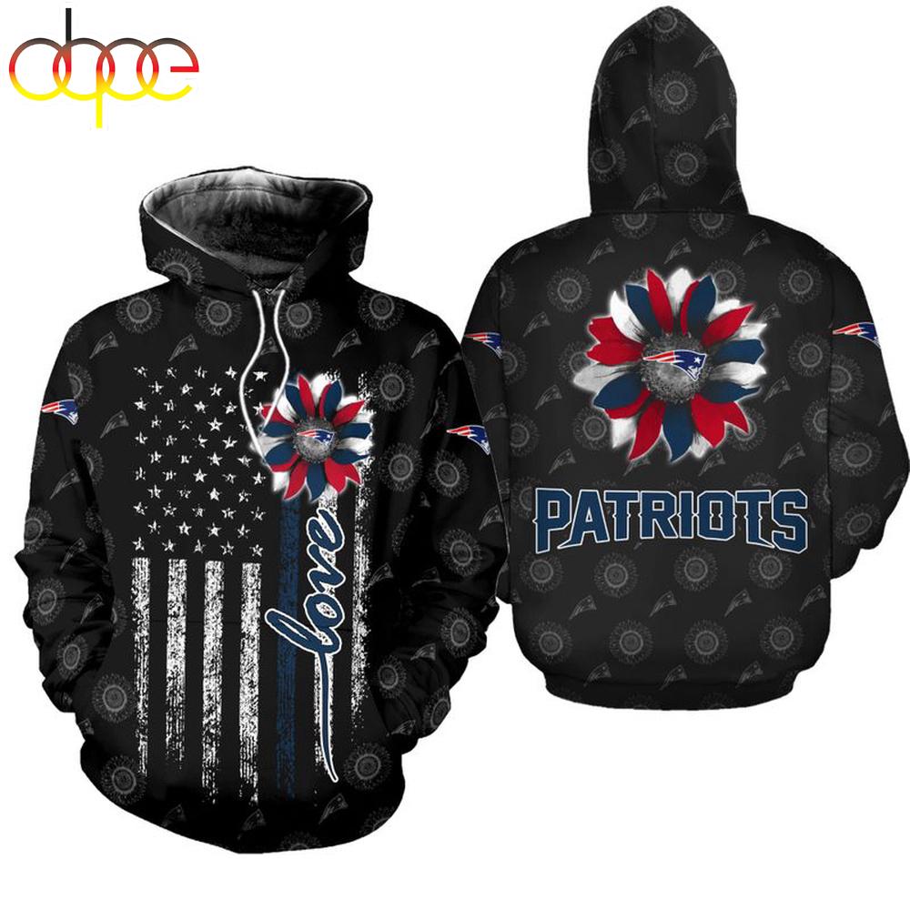 NFL New England Patriots Sunflower All Over Print Hoodie Shirt