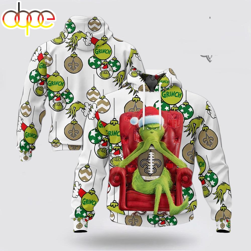 NFL New Orleans Saints Grinch Christmas All Over Print Hoodie Shirt