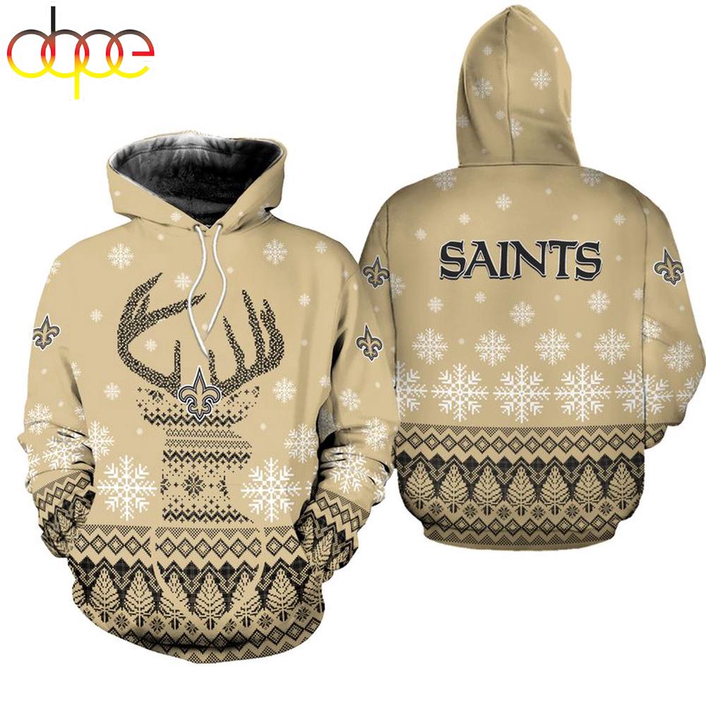 NFL New Orleans Saints Reindeer Merry Christmas 3D Hoodie Shirt