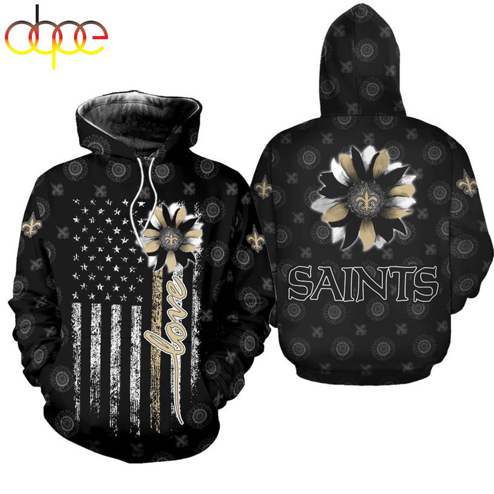 NFL New Orleans Saints Sunflower All Over Print Hoodie Shirt