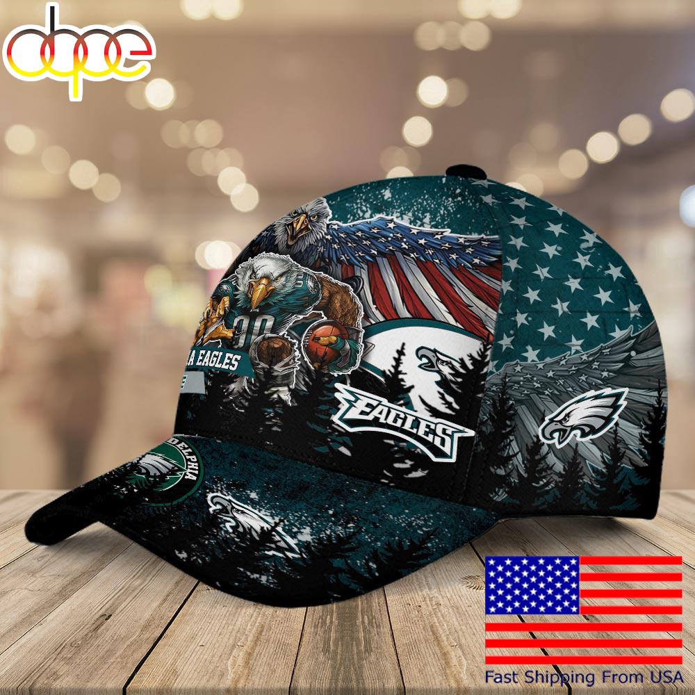NFL Philadelphia Eagles Mascot Logo Custom Name Baseball Cap  For Fans
