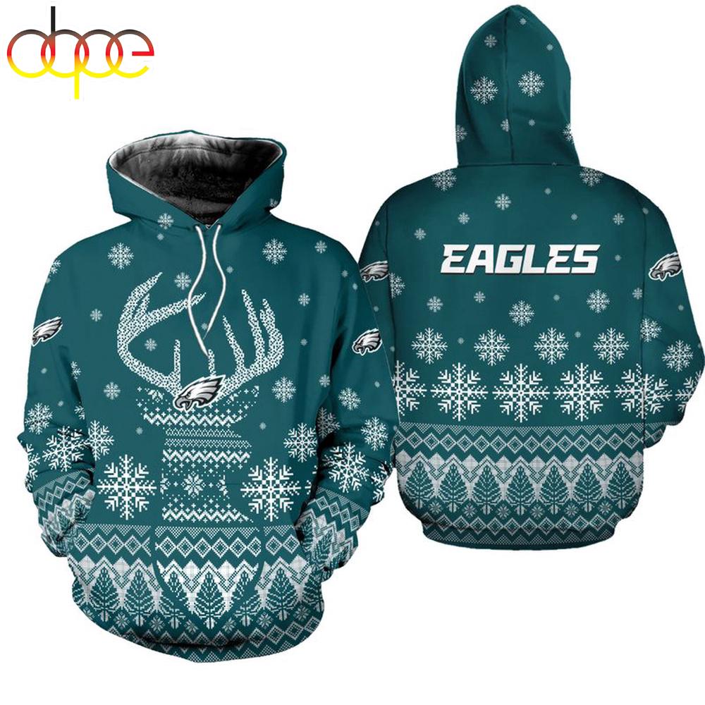 NFL Philadelphia Eagles Reindeer Merry Christmas 3D Hoodie Shirt