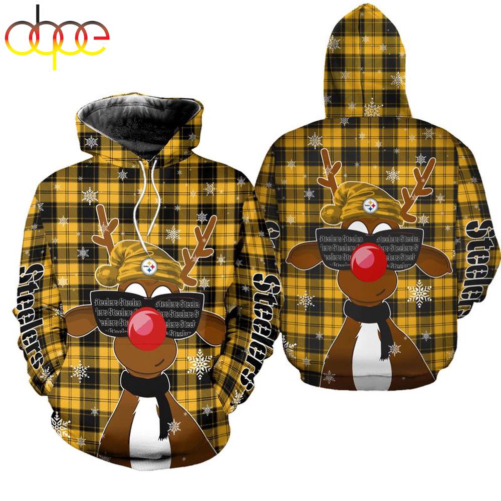 NFL Pittsburgh Steelers Christmas Reindeer Sunglasses All Over Print Hoodie Shirt