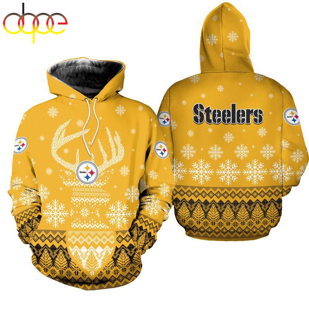 NFL Pittsburgh Steelers Reindeer Merry Christmas 3D Hoodie Shirt
