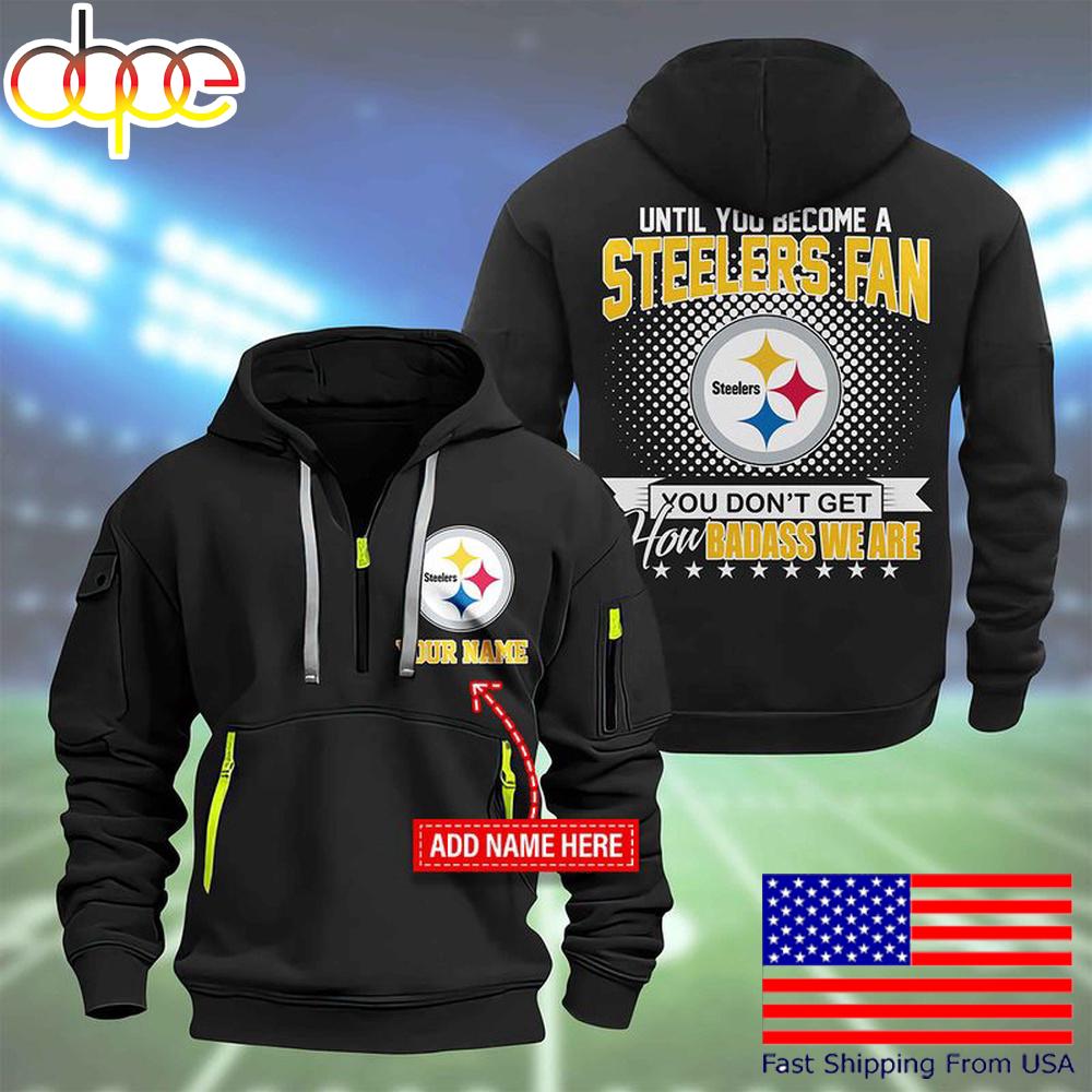 NFL Pittsburgh Steelers Super Bowl LIX Custom Name Limited Edition Quarter Zip Hoodie