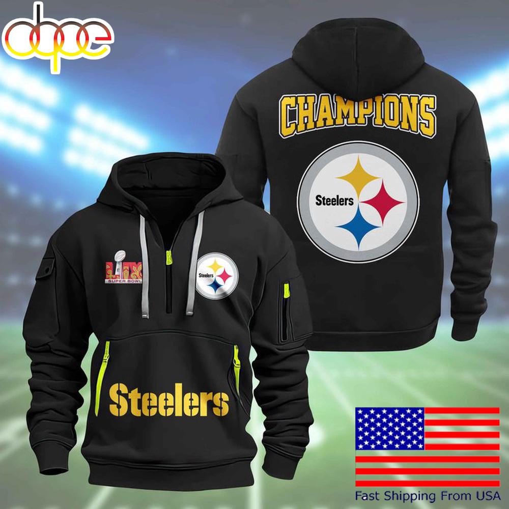 NFL Pittsburgh Steelers Super Bowl LIX Design Limited Edition Quarter Zip Hoodie