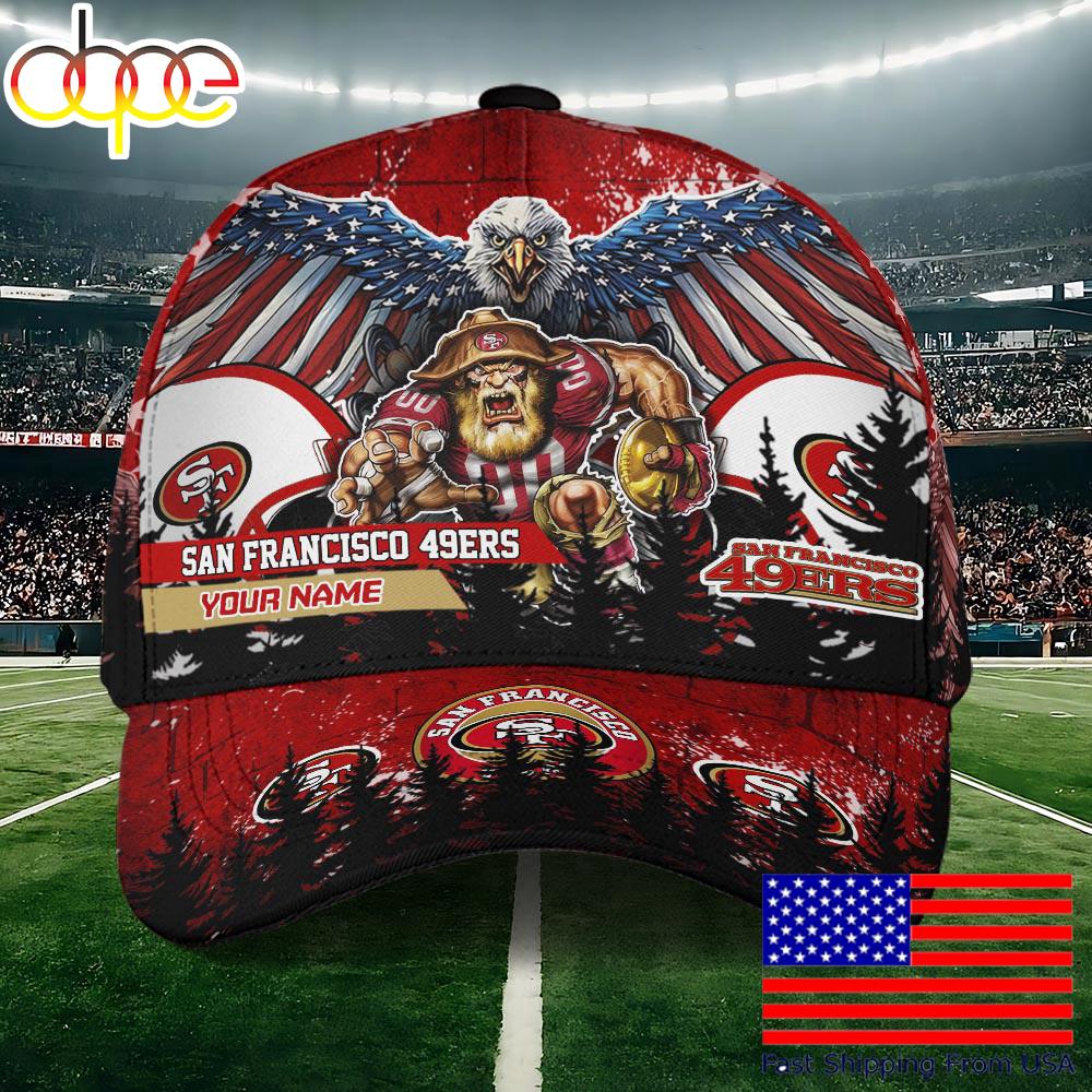 NFL San Francisco 49ers Mascot Logo Custom Name Baseball Cap  For Fans