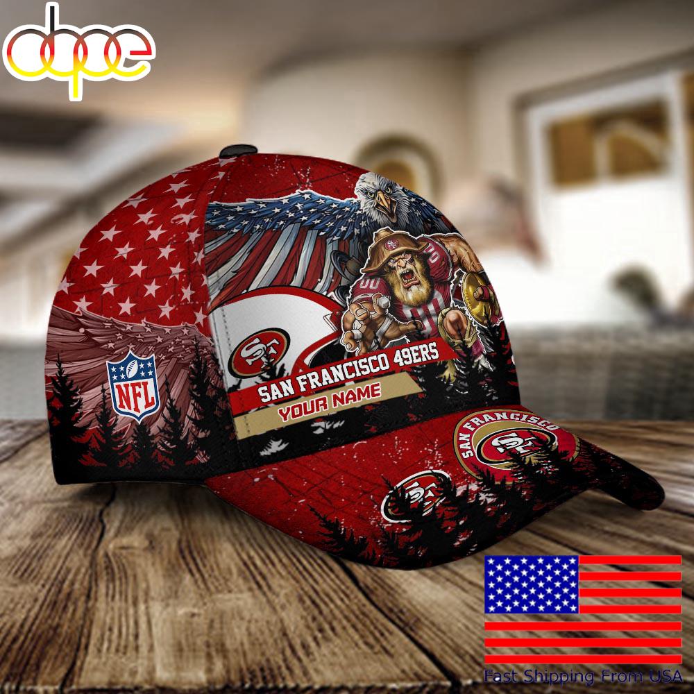 NFL San Francisco 49ers Mascot Logo Custom Name Baseball Cap  For Fans