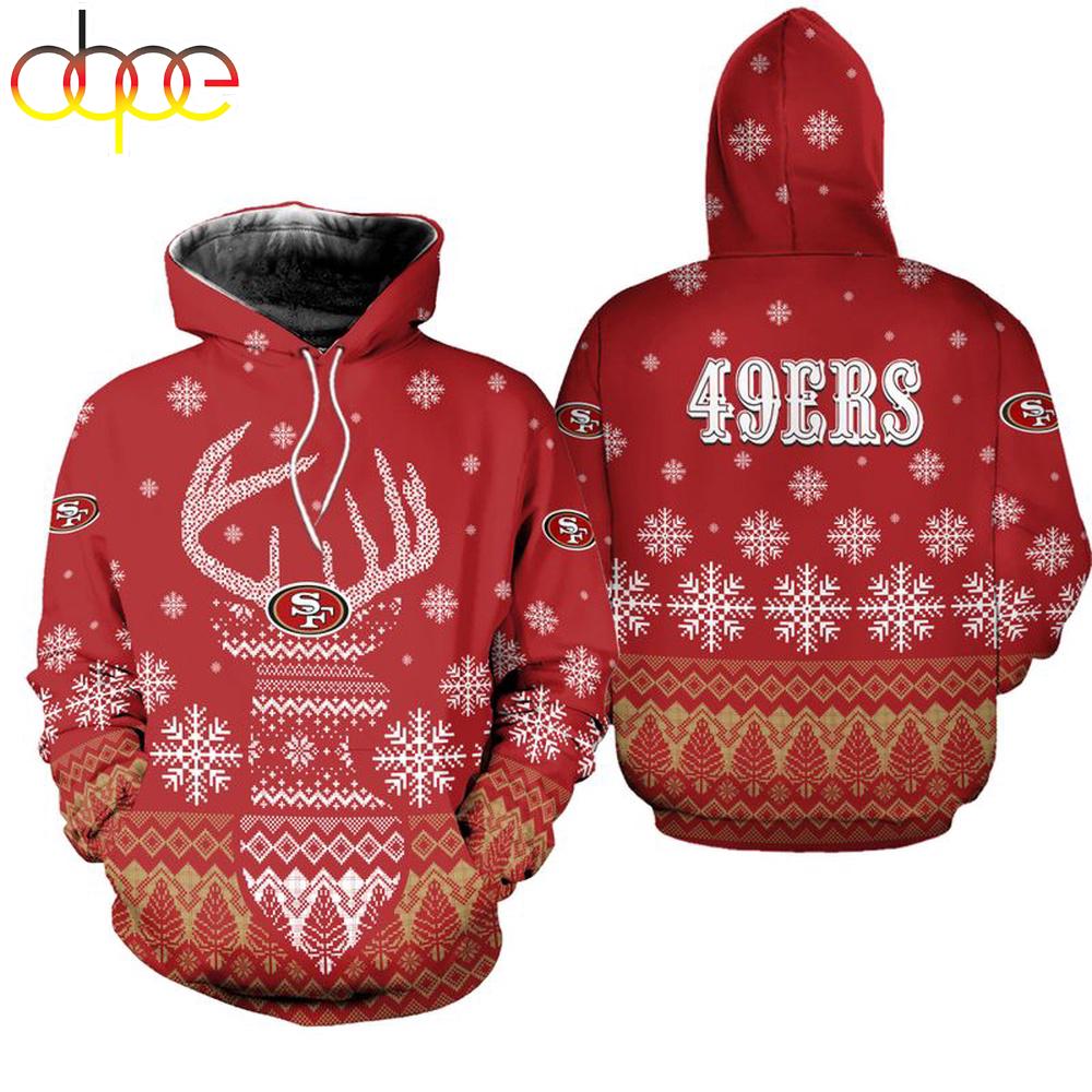 NFL San Francisco 49ers Reindeer Merry Christmas 3D Hoodie Shirt