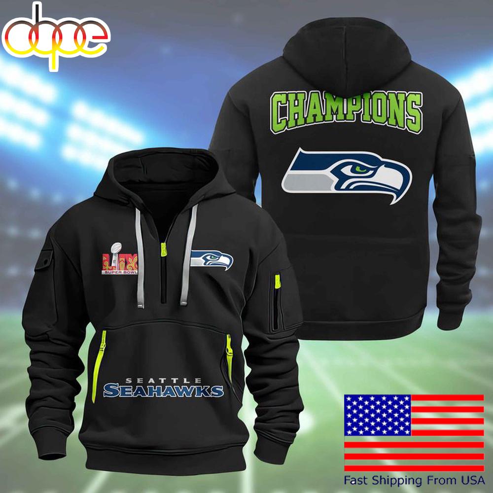 NFL Seattle Seahawks Super Bowl LIX Design Limited Edition Quarter Zip Hoodie