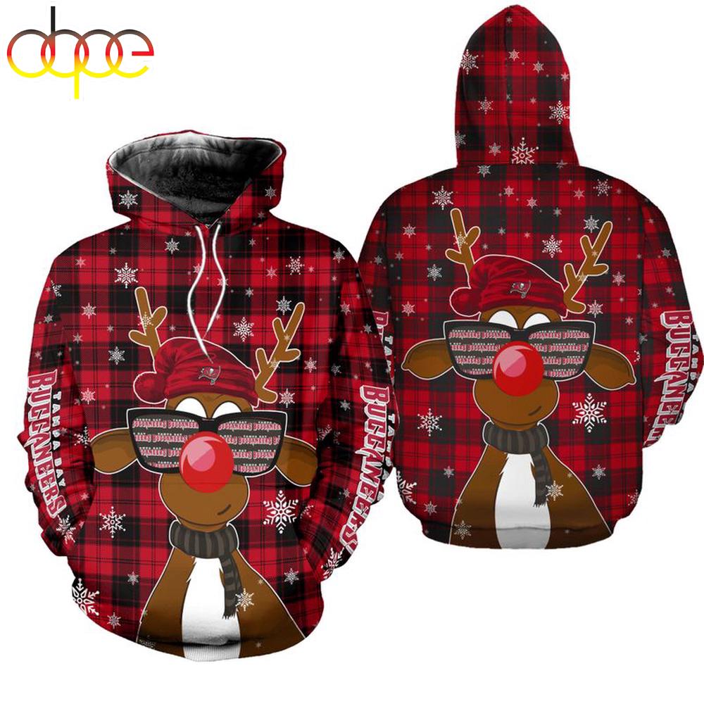NFL Tampa Bay Buccaneers Christmas Reindeer Sunglasses All Over Print Hoodie Shirt