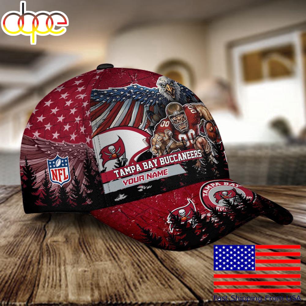 NFL Tampa Bay Buccaneers Mascot Logo Custom Name Baseball Cap  For Fans