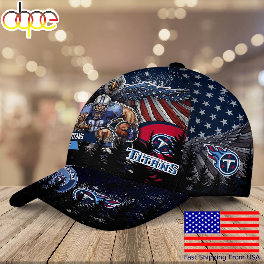 NFL Tennessee Titans Mascot Logo Custom Name Baseball Cap  For Fans