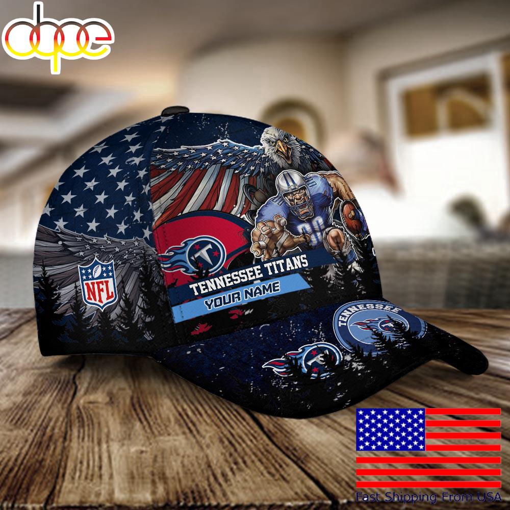 NFL Tennessee Titans Mascot Logo Custom Name Baseball Cap  For Fans