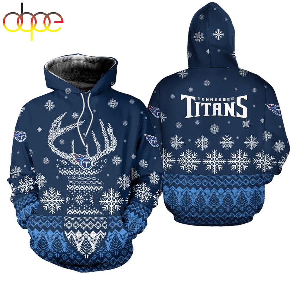 NFL Tennessee Titans Reindeer Merry Christmas 3D Hoodie Shirt