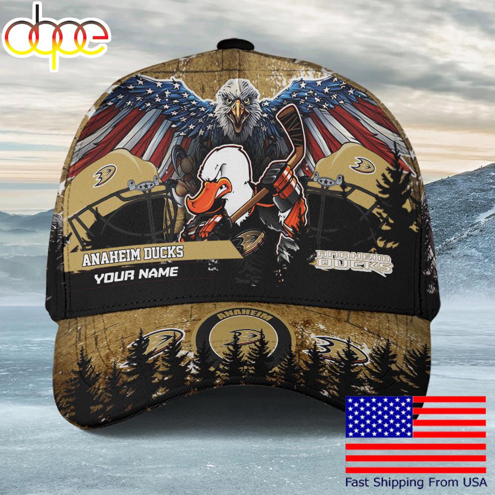 NHL Anaheim Ducks Mascot Logo Custom Name Baseball Cap