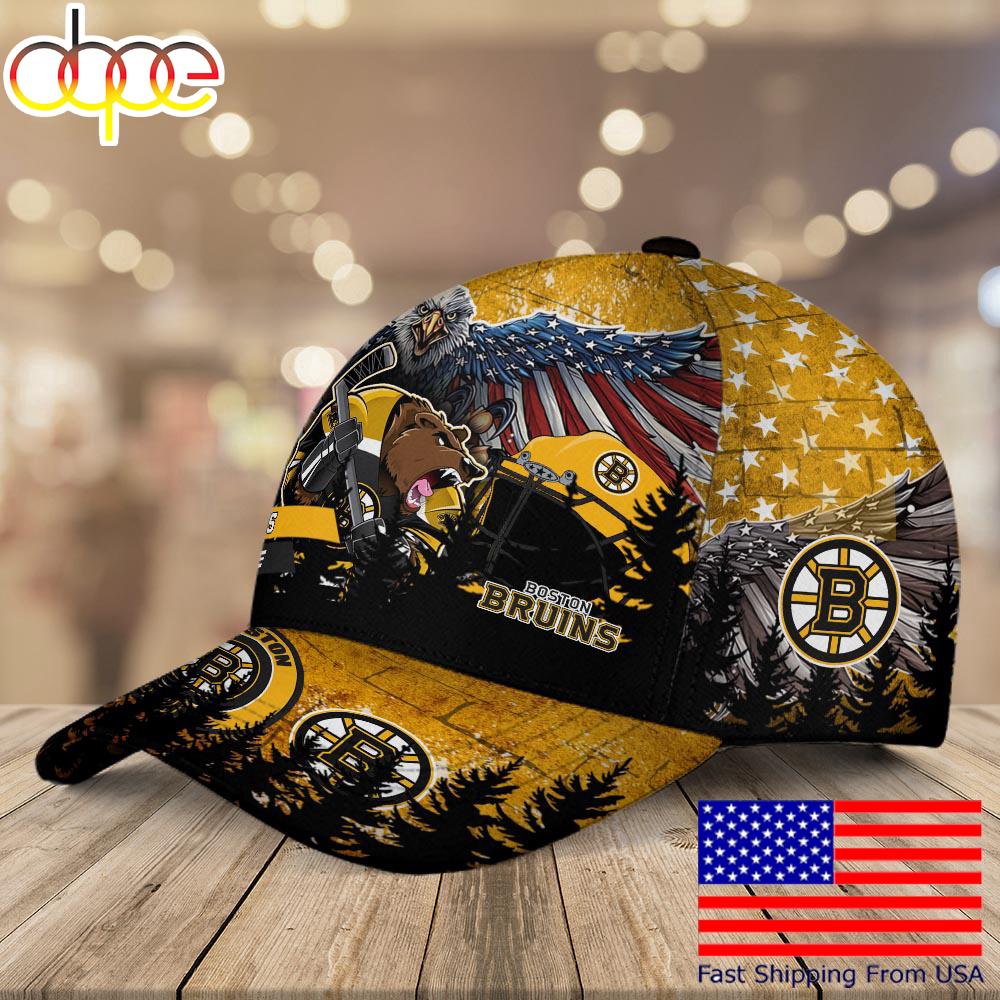 NHL Boston Bruins Mascot Logo Custom Name Baseball Cap