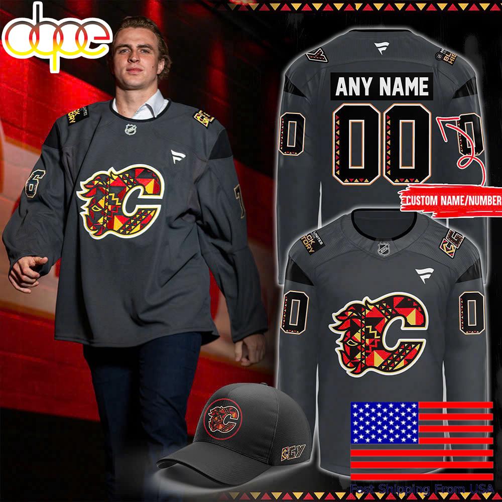 NHL Calgary Flames Black History Month Custom Name Hockey Jersey