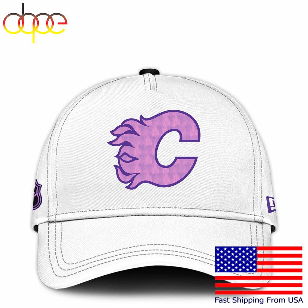 NHL Calgary Flames Hockey Fight Cancer Supporters Cap , Nhl Hockey Cap
