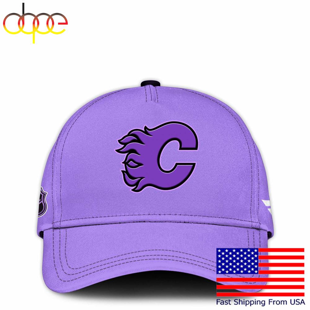 NHL Calgary Flames Hockey Purple Fight Cancer Cap , Nhl Hockey Cap