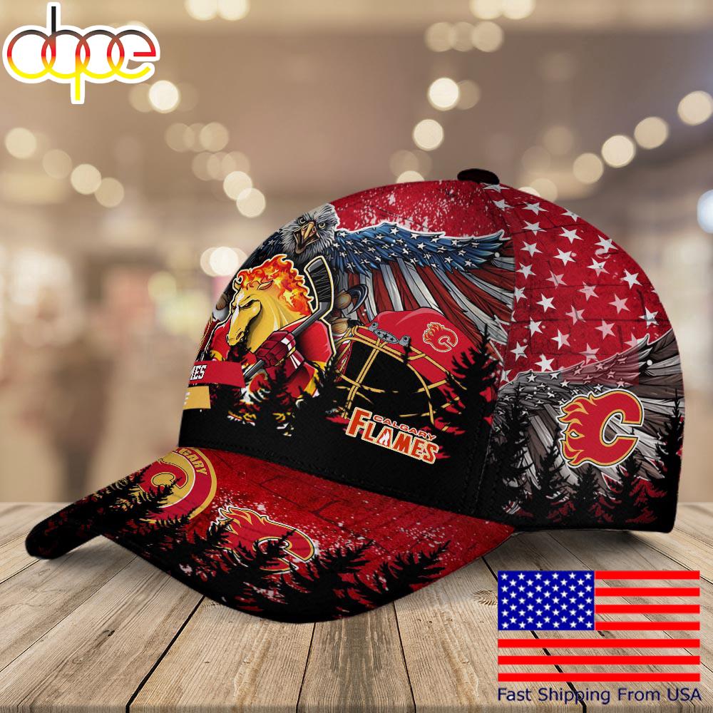 NHL Calgary Flames Mascot Logo Custom Name Baseball Cap
