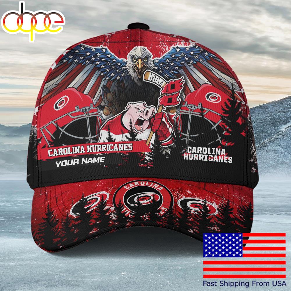NHL Carolina Hurricanes Mascot Logo Custom Name Baseball Cap