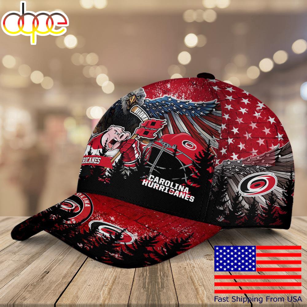 NHL Carolina Hurricanes Mascot Logo Custom Name Baseball Cap