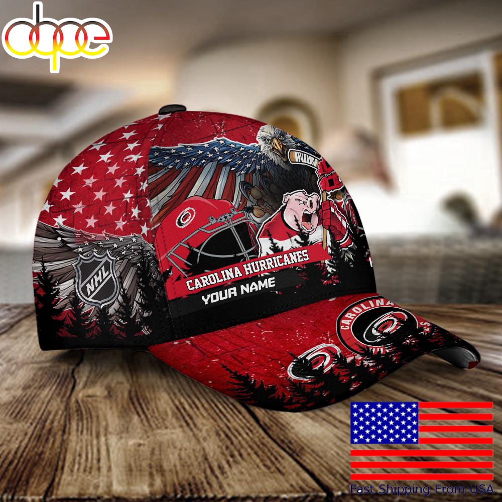 NHL Carolina Hurricanes Mascot Logo Custom Name Baseball Cap