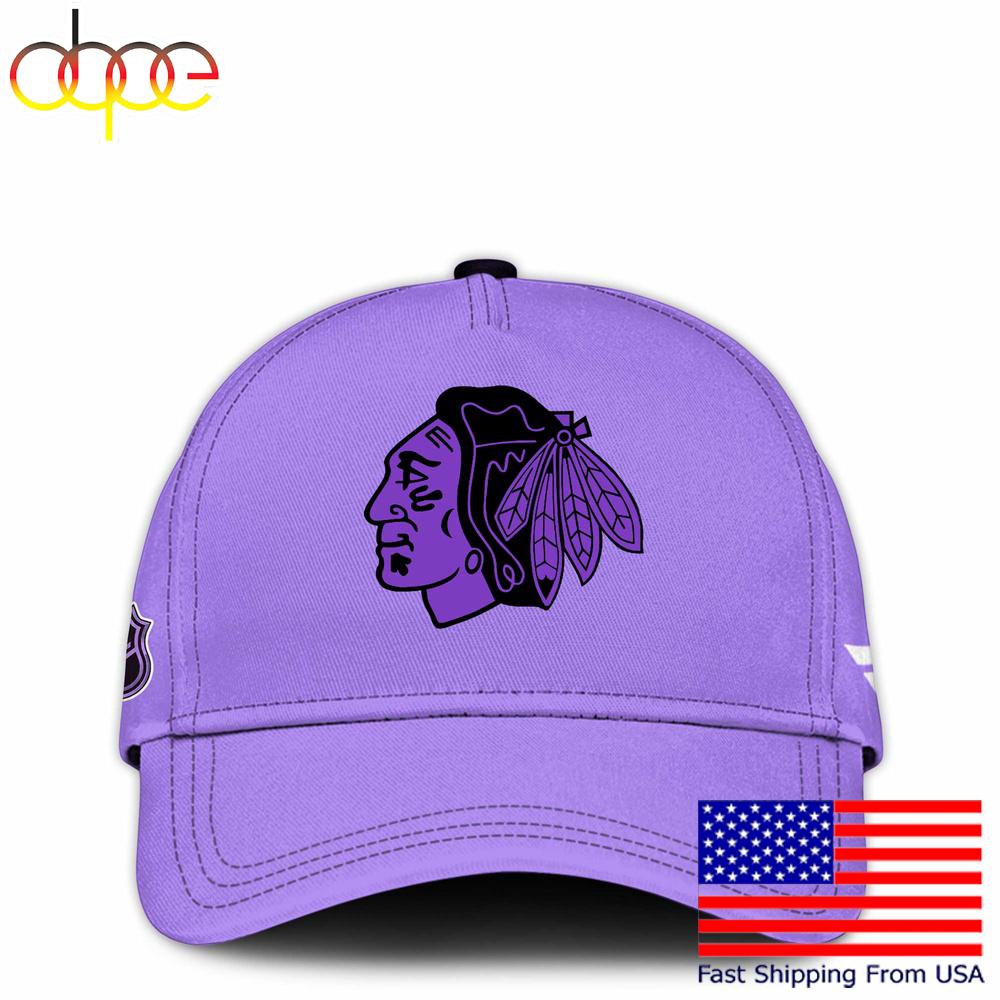 NHL Chicago Blackhawks Hockey Purple Fight Cancer Cap , Nhl Hockey Cap