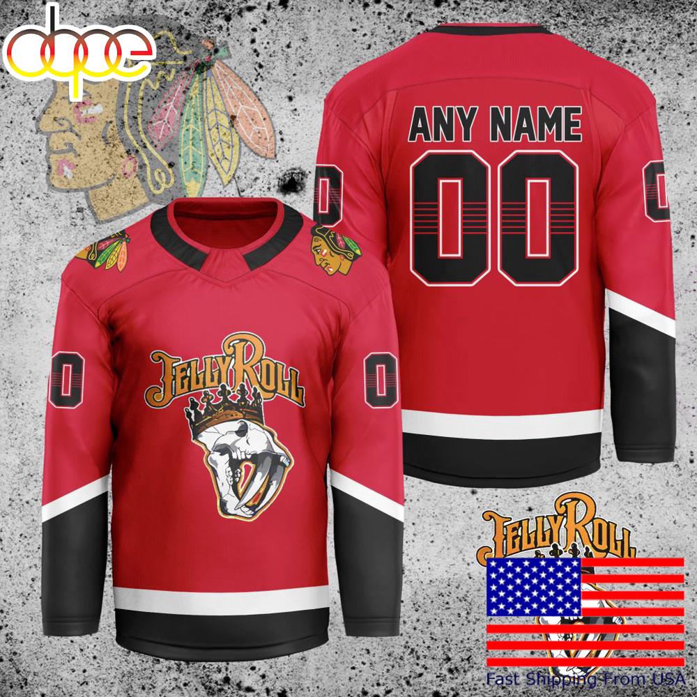 NHL Chicago Blackhawks Jelly Roll Custom Hockey Jersey