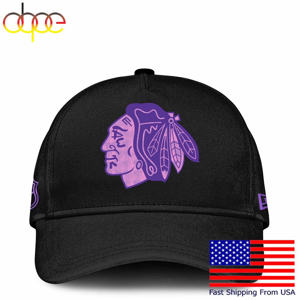NHL Chicago Blackhawks Limited Edition Black Fight Cancer Cap , Nhl Hockey Cap