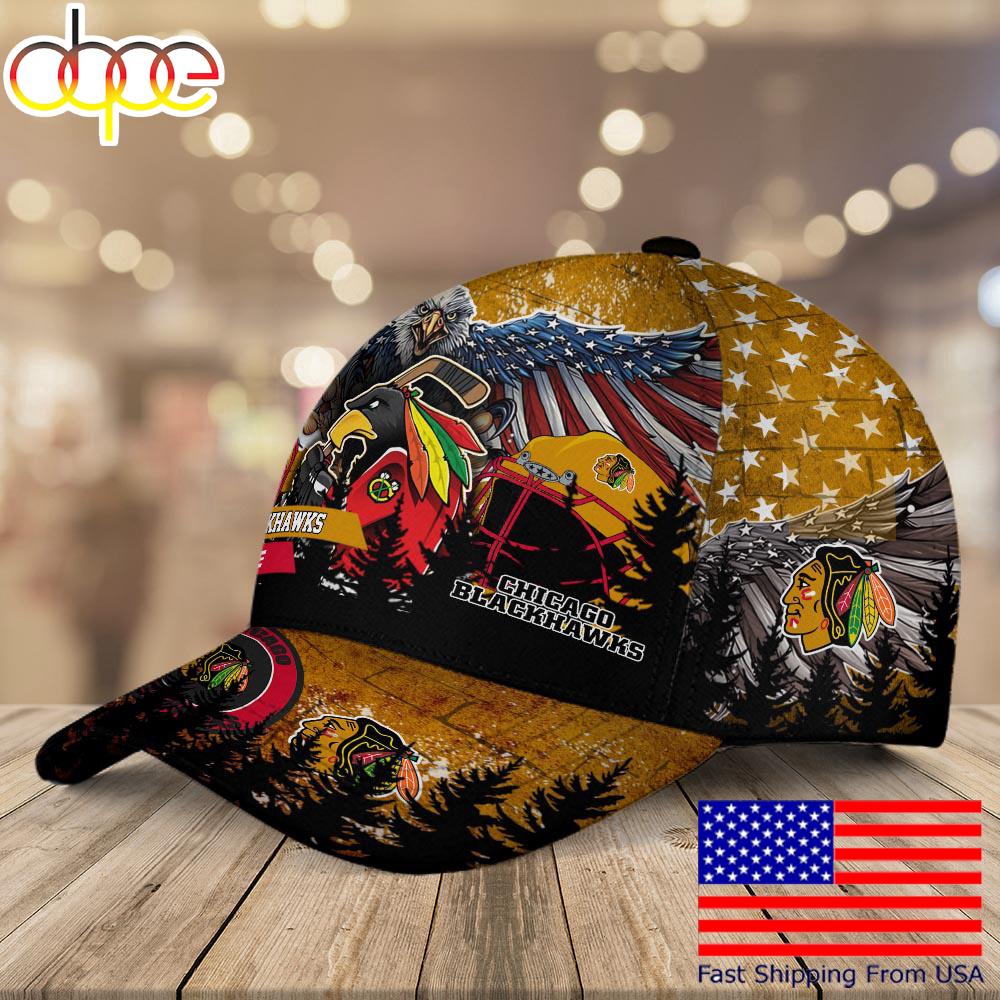 NHL Chicago Blackhawks Mascot Logo Custom Name Baseball Cap