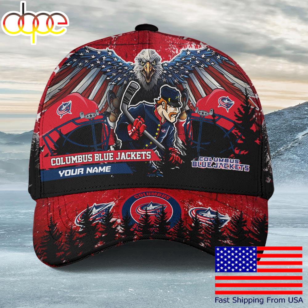 NHL Columbus Blue Jackets Mascot Logo Custom Name Baseball Cap