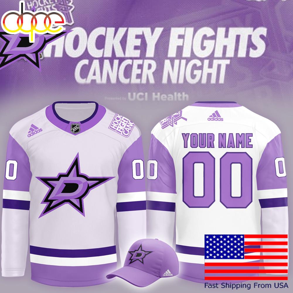 NHL Dallas Stars Hockey Fights Cancer Night Custom Hcckey Jersey